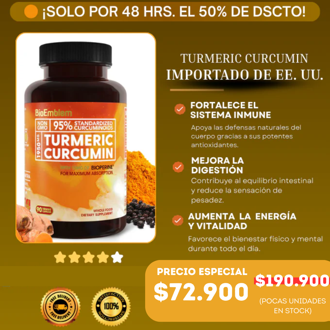 Bienestar Natural con Turmeric Curcumin – Energía, Salud y Vitalidad en Cada Cápsula